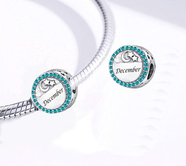 NanMuc Silver 12 Colors Birth Stone Friendship Charm for Pandora Bracelet Birthday Birthstone Bead Love Family Mom Grandma Charms - Image 3