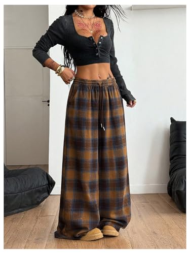 Image of SOLY HUX Women's Plaid Checkered Pants Flannel Pajama Pants with Pockets