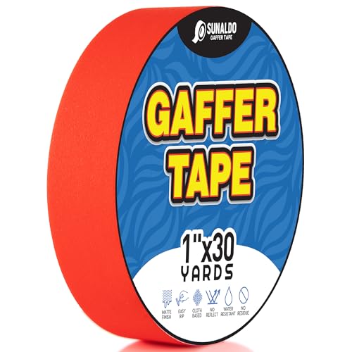 Image of Gaffers Tape Heavy Duty, Easy to Rip, Residue-Free Professional Grade Floor Tape for Electrical Cords, Matte Finish Non Reflective, Weather Resistant (1, Red, 1 inch x 30 Yards)