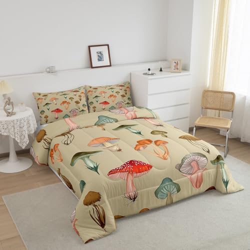 Image of Feelyou Mushroom Wild Stuff Comforter Set Full Size Kids Boys Girls Bedding