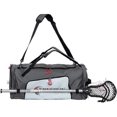 Silverfin Lacrosse Bag |With 2 Stick Holders & Multi Pockets for All of Your Lacrosse Equipment |Use as a Backpack or Duffel Bag| Lacrosse Gear Bag for Boys, Youth, Men With Adjustable Shoulder Straps Cover