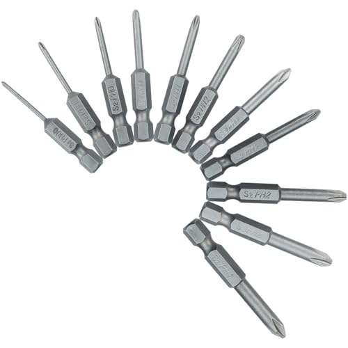 vibedor 12 Pcs Long Phillips Drill Bit Set, Magnetic Cross Head Hex Shank, S2 Steel Power Tools for Drill Impact Driver and Handymen