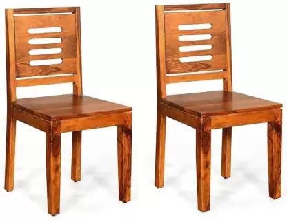 Wooden Palm Solid Wood Sheesham Dining Chairs | Restaurant Chairs | Solid Wood Dining Chair (Color Honey Finish | Set of 2)