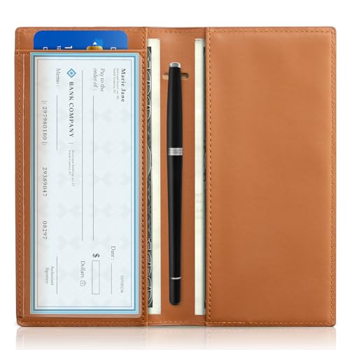 Image of CoBak Checkbook Cover for Women & Men - PU Leather Case with RFID Blocking | Classic Design Check Book Holder for Personal and Business
