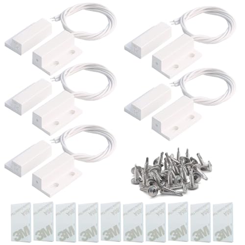 Gebildet 5pcs Encastré Filaire Sécurité Fenêtre Porte Contact Capteur Alarme Magnétique Reed...