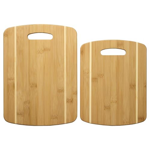 Set de 2 tablas de cortar de bambú, tamaño grande y mediano miniatura 6