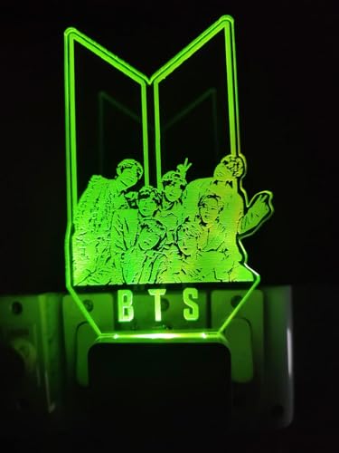 Image of 3D Optical Illusion BTSs Acrylic Night Lamp, 7 Colors RGB Auto Color Changing Led Plug and Play Night Light Lamp (Acrylic, Multi Color, Pack of 1) (BTSs5)