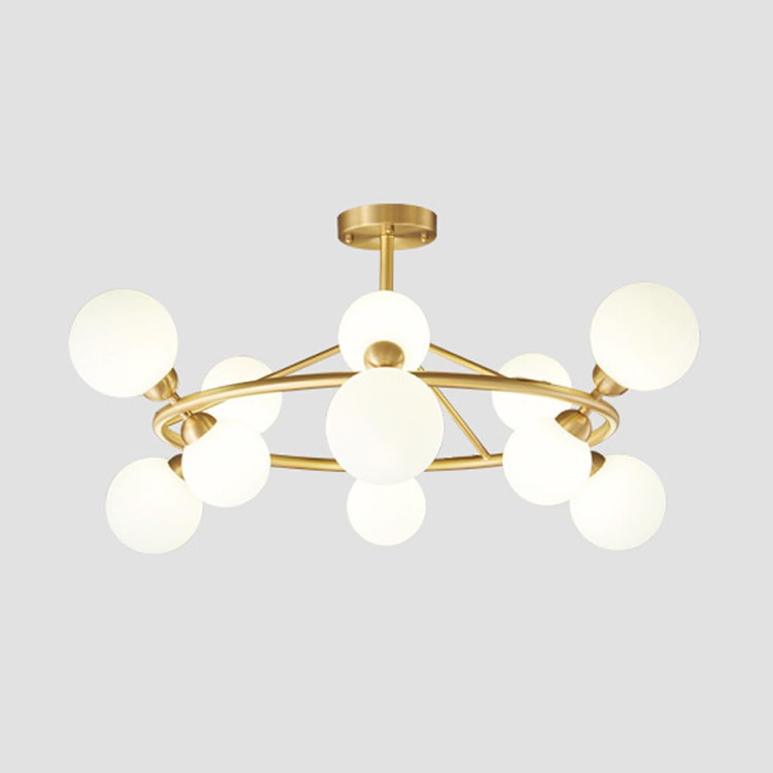 Lustre circulaire LED en verre noir, suspension réglable pour salon 8 ou 12 têtes