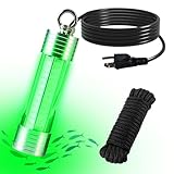 CexnVerny 150W 20000LM Green Underwater Fishing Light,Submersible LED Light with Tow Rope for Dock Boat Shore Night Fishing,Fresh & Salt Water Fish Attractor Light 33ft Cable