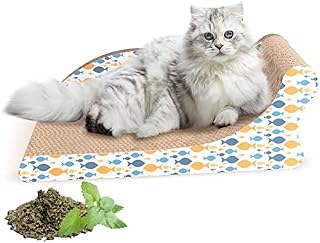 Nobleza Cat Scratcher, Reversible Use Cat Scratching Board, Curved Cat Scratch Lounge Bed Sofa with Catnip, High Density Corrugated Scratcher Cardboard Durable Cat Scratchers Pad, Size 45*28*16 cm