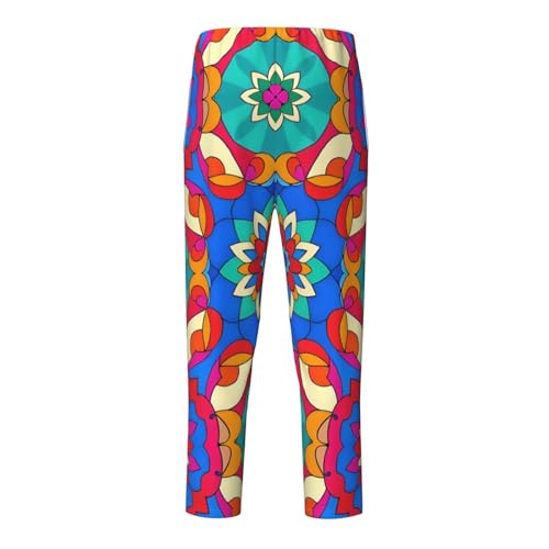 Pajama Pants Pajama Bottoms with Elastic Waistband Sleepwear Lounge Pants, Colorful Mandala Flowers Print2