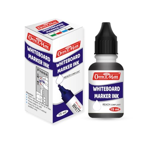 Image of Soni Officemate Whiteboard Marker Ink -15ml| Pack of 4 (Black) | Smooth, Easy Wipe, Long-Lasting Ink | Eco-Friendly & Bright