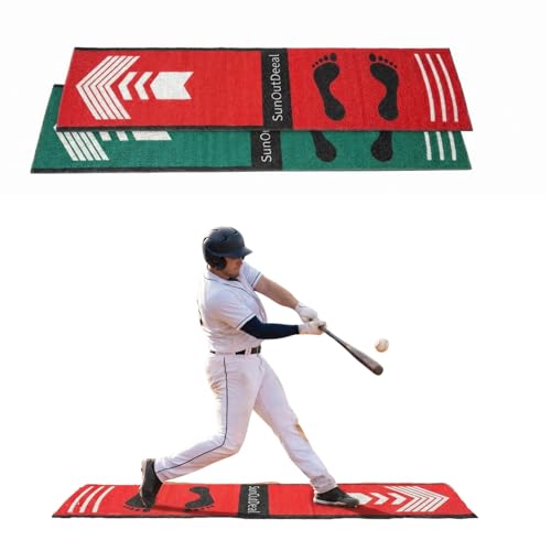 SunOutDeeal Softball Pitching Mat for Batting Stance Practice 54x12 Inch Wear-Resistant Trainer Sliding Mat Portable Strike Zone Training Pad for Indoor & Outdoor Youth Beginners