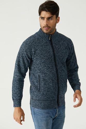 Shuanghao Cárdigan de Punto para Hombre，con Cremallera y Bolsillo,Manga Larga,Cálido Suéter Grueso，Casual,Moda,Suave,con Forro Polar,Hombre Chaqueta Otoño Invierno Gris Claro L - imagen 3