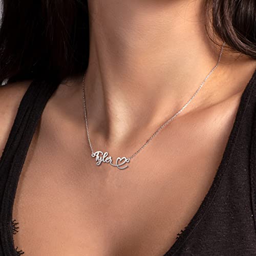 Miwangling Emma Heart Name Necklace Personalized Initial Stainless Steel Pendant Jewelry Curb Chain 18" #TOP4