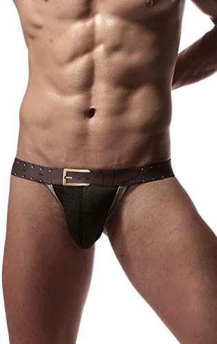 Joefeel Men's Comfort G-String Comfort Thong Low Rise Underwear Briefs Black Small