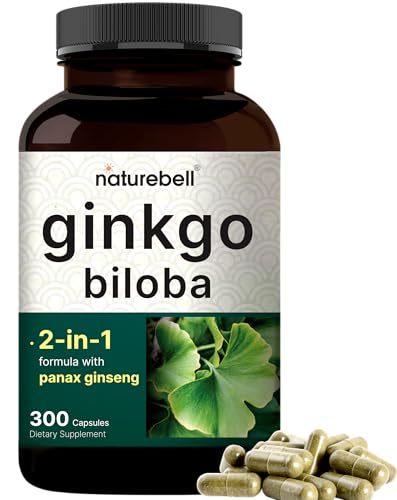 NatureBell Ginkgo Biloba 6,000mg with Panax Ginseng 500mg Per Serving | 300 Capsules – Max