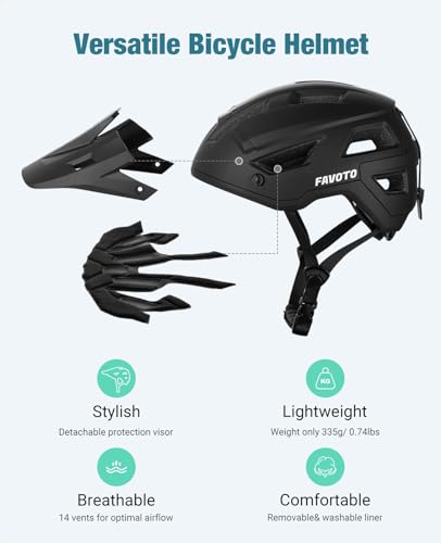 Favoto Adult Mountain Bike Helmet for Men & Women, Magnetic