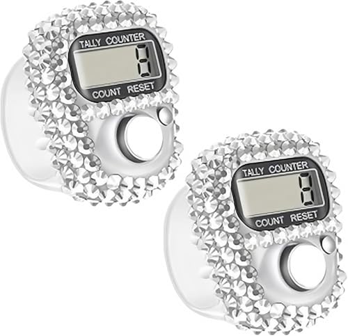 2pcs Electronic Finger Tally Counter Clicker Counter,Convenient Portable Digital Display Tally Counter,Resettable Mini Lap Counter for Golf Goods Counting Accessories,Track and Field Lap Counters