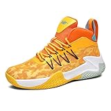 QAOTEROD Men's Anti-Slip Shock-Absorbing Breathable Lace-Up High-Top Basketball Shoes Mesh Lightweight Casual Sports Shoes Suitable for Daily Outdoor Sports (Orange,7)