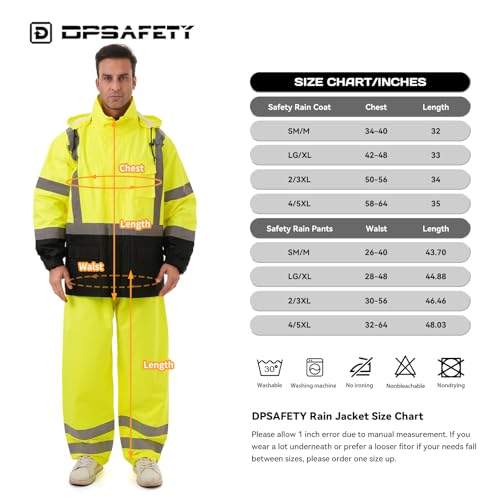 Image of Hi Vis Safety rain Jacket,Reflective Class 3 Rain coat with Inner Mesh Lining and Pockets High Visibility Waterproof work Rain Suits for men&women(Lime,LG /XL)