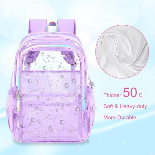 Image of AGSDON Clear Backpack, Heavy Duty Transparent Bookbag, See Through PVC Backpacks for Women Men