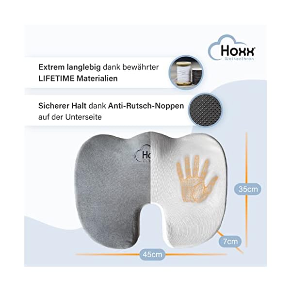 Hoxx ® Wolkenthron - ergonomisches Sitzkissen für Bürostuhl oder fürs Auto - Steißbein Entlastung - ideale Körperhaltung… – Bild 4