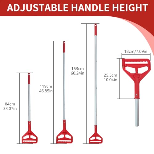 Image of Mop Handle Commercial Heavy Duty Commercial Mop Handle Mop Pole & Mop Stick Replacement Aluminum Industrial Mop Handle with Threaded Clamping Device, Suitable for Cotton & Fiber Mop Heads