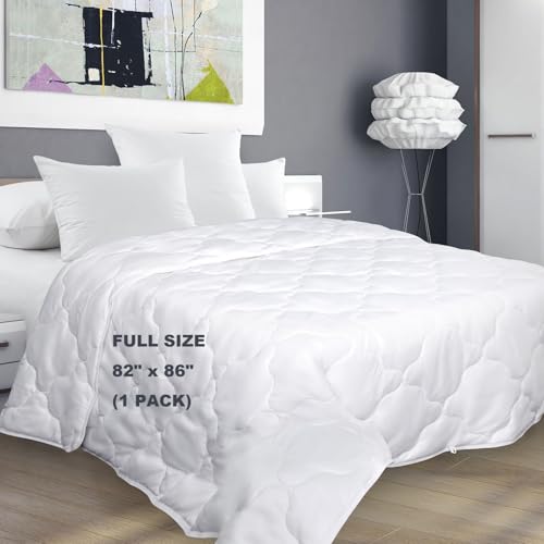 WINGLAM Full Size Comforter ?All Seasons Down Alternative Duvet Insert? Extra Fluffy Quilted Comforter with Ties? Hypoallergenic White Bedding to Put Inside Duvet?1?