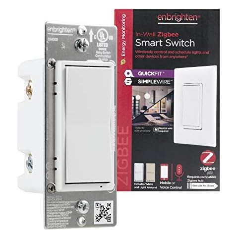 Enbrighten Zigbee Smart Light Switch, QuickFit & SimpleWire, Pairs Directly with Echo 4th Gen/Echo Show 10/Echo Studio/Echo Plus/Eero Pro 6, With Alexa, Google Assistant, Smart Light Switch, 43078 Cover