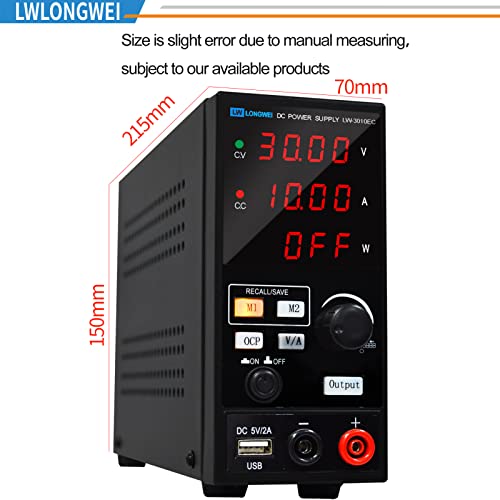 Image of DC Power Supply Variable,30V 10A 300W Programmable Memory Function Adjustable Switching Regulated DC Bench Power Supply with 4-Digits LED Power Display 5V /2A USB Coarse and Fine Adjustmentsy