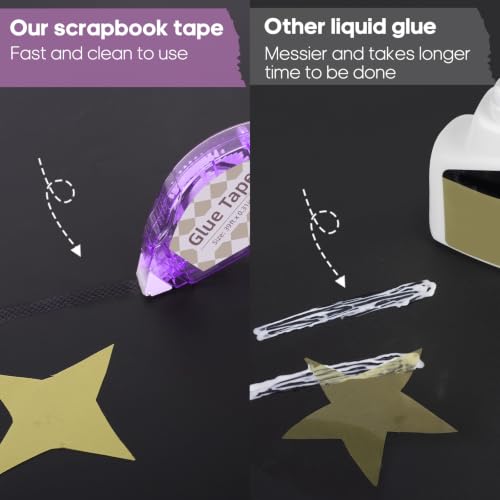 Image of Secopad Scrapbook Tape, 0.3IN x 39FT Double Sided Tape Roller for Crafts, Adhesive Glue Runner Scrapbooking Supplies Journaling School Office Supplies for Kids and Adults, 4 Pack, Bright-Color Shell