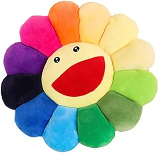 Yanyan Flower Plush Pillow Cushion Sunflower Throw Pillow Sun flower Smiley Cushion Seat Pads Colorful Sun Flower for Home Bedroom Decor (43CM)