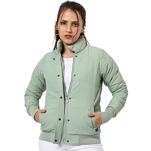 Image of PINACOLADA Women's Puffer Regular Fit Bomber Jacket For Winter Wear | Standing Collar | Full Sleeve | Zipper | Casual Jacket For Woman & Girl | Western Stylish Jacket For Women