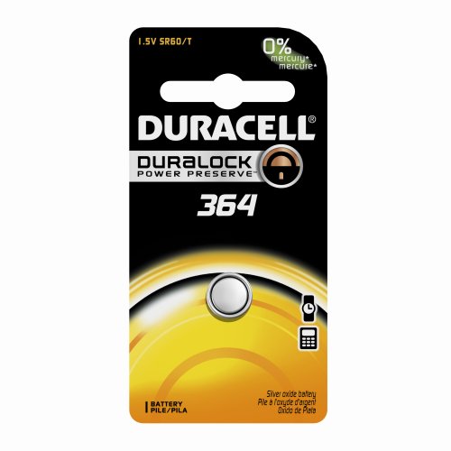 Duracell D364BPK09 Silver Oxide Electronic Watch Battery, 364 Size, 1.55V, 18 mAh Capacity (Case of 6)
