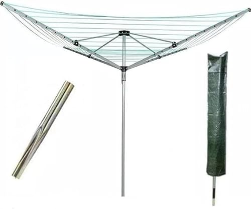 FAHAAM 60m Rotary Washing Line for Outdoor & Garden, 4 Arm Portable Rotary Clothes Line, Clothes Rotary Airer, Outdoor Rotary Clothes Dryer with Ground Spike & Protective, Rotary Washing Airer.