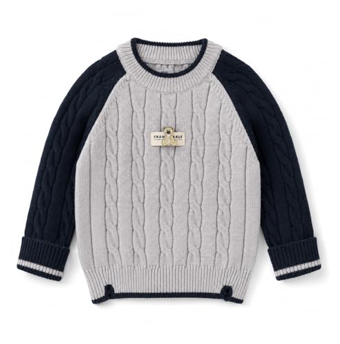 Image of Bold N Elegant Boys Winter Woolen Stylish Warm Cable Knit Raglan Sleeve Pullover Sweater for Kids