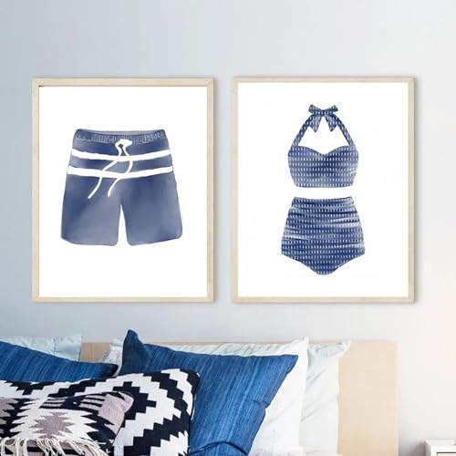 Affiche maillot de bain vintage azur pour créer un salon esprit bord de mer