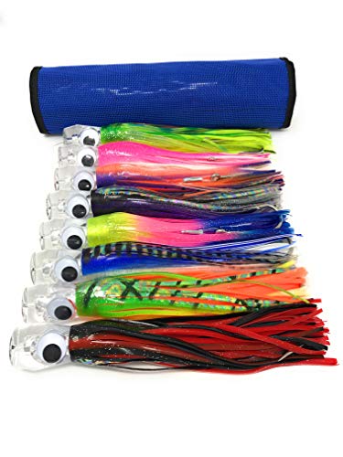 Capt Jay Fishing trolling Lure (9 inch) 8pcs Package Fishing trolling Lure Offshore Big Game trolling Lure for Marlin Tuna Mahi Wahoo. (8 Mixed Colors, 8 Pcs)