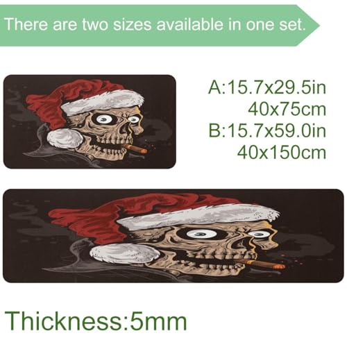 2 tapetes de cocina de calaveras navideñas antideslizantes y lavables 3
