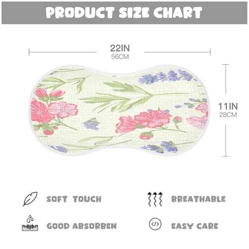 Kigai Wildflowers Burp Cloths for Baby 4-Layer Cotton Muslin Burping Cloths 22x11 inch Super Soft & Absorbent Spit Up Burp Rags for Newborn Boys Girls 1 Pack2