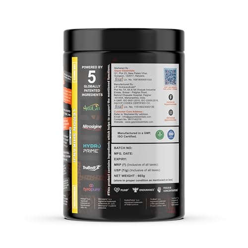 Image of Gayor Essentials Pump Gayor 3.0 Brother Edition Pre Workout Without Caffeine for Men & Women Focus Booster with Citrulline Glycerol and 5 Patented Ingredients Stimulant Free (Lemon Shikanji,665g)