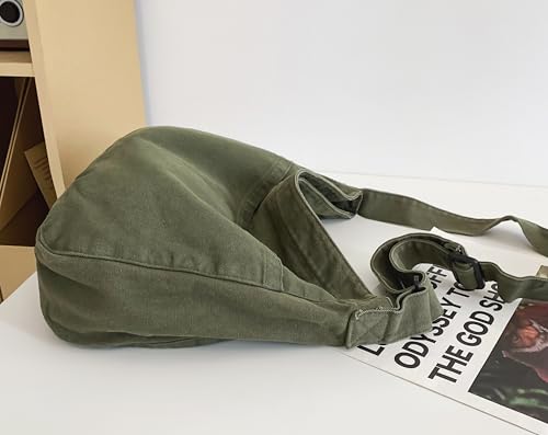 Image of Cotton Tote Handbag Women Canvas Crossbody Beach Bag Hobo Shoulder Tote Bag with 3 External Pocket,Zipper Closure
