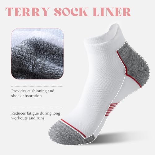 4 Pairs Womens Ankle Socks with Arch Support, Mesh Athletic Short Socks, Running Socks with Pull Tab Design3