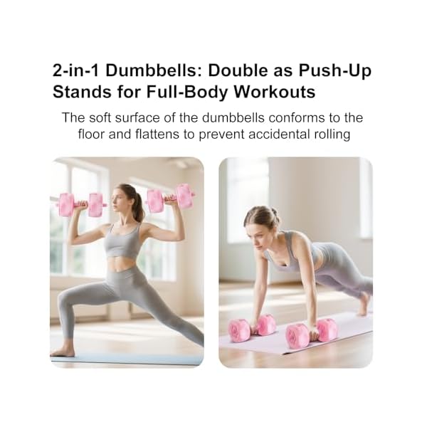 Travel Weights Water Filled Dumbbell Set of 2,6LB Hand Weights for Women at Home Gym Exercise Training - Image 3