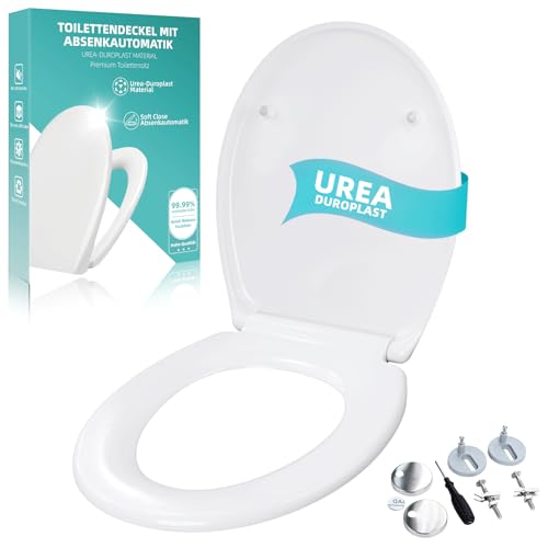 Abattant WC avec Frein de Chute, Cuvette Toilette Premium Forme O, Cuvette WC en Résine UF Antibactérienne et Inrayable, Abattant WC Clipsable, Lunette de...