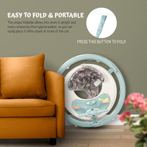 Image of Baybee Bunny Pro 2-in-1 Baby Walker for Kids with Push Handle, 2-Level Height Adjustment, Mat & Musical Toy Bar | Activity Push Walker for Babies 6-18 Months (Blue)