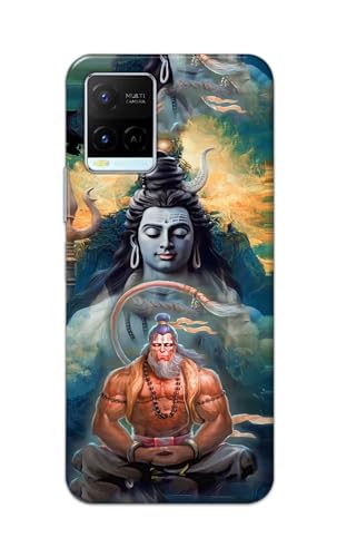 Image of PRINTFIDAA Printed Hard Back Cover Case for Vivo Y21 | Y21T | Y21s | Y21e | Y21A | Y21G | Y33S | Y33T | Y32 | Vivo T1x Back Cover (Lord Shiva and Hanuma) -112