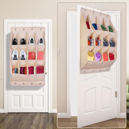 Mrooda Over The Door Shoe Organizer Hanging Shoe Organizer With 12 Large Pockets And 8 Metal Hooks Wall Shoe Rack thumb #2