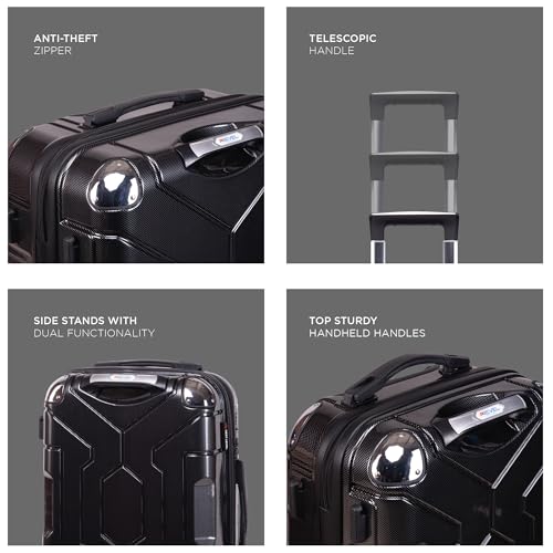 Image of Awenger Polycarbonate Trolley Bag Set - 20 inch Cabin & 26 inch Check-in | Lightweight Hard Shell Luggage | 360 Spinner Wheels | Water-Repellent | Durable Travel Suitcase - Black
